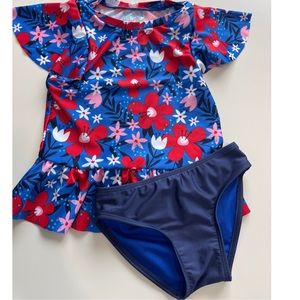•SOLD• Cat & Jack Red/Blue Floral 2 piece 5T swimsuit